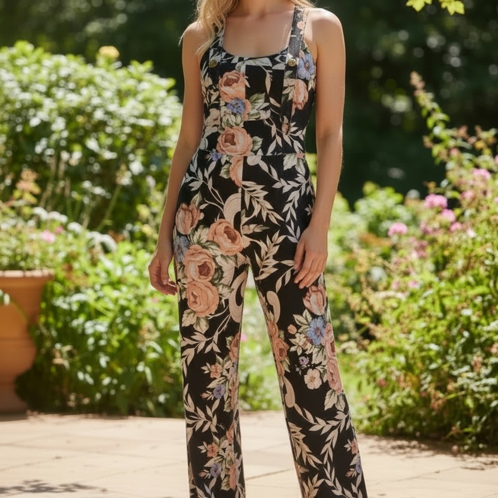 Zimmermann Silk Black Floral Jumpsuit, sz 0